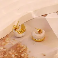 1 Pair Simple Style C Shape Round 304 Stainless Steel 18K Gold Plated Earrings Ear Studs sku image 16