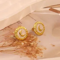 1 Pair Simple Style C Shape Round 304 Stainless Steel 18K Gold Plated Earrings Ear Studs sku image 8