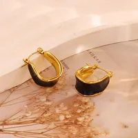 1 Pair Simple Style C Shape Round 304 Stainless Steel 18K Gold Plated Earrings Ear Studs sku image 9
