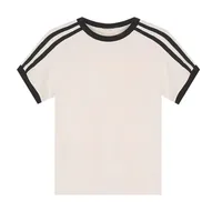220G Contrast Color Stripe Short-Sleeved T-shirt 40 Pieces 1*1 Rib 92% Cotton 8% Spandex Open Version Custom Printed Logo sku image 7