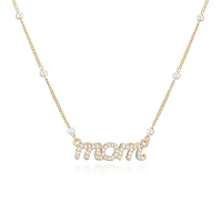 Sweet Simple Style Letter Copper Plating Inlay Artificial Pearls Zircon 18K Gold Plated Mother'S Day Women's Pendant Necklace main image 5