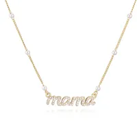Sweet Simple Style Letter Copper Plating Inlay Artificial Pearls Zircon 18K Gold Plated Mother'S Day Women's Pendant Necklace main image 6