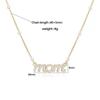 Sweet Simple Style Letter Copper Plating Inlay Artificial Pearls Zircon 18K Gold Plated Mother'S Day Women's Pendant Necklace main image 3