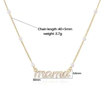 Sweet Simple Style Letter Copper Plating Inlay Artificial Pearls Zircon 18K Gold Plated Mother'S Day Women's Pendant Necklace main image 2