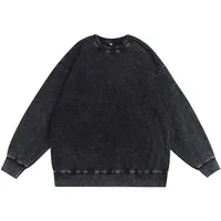 American European Size Retro Washed Round Neck Pullover Heavy Terry Sweater Loose Shoulder Plus Size Top Custom Logo main image 1