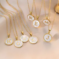 Titanium Steel 18K Gold Plated Simple Style Plating Inlaid Shell Letter Necklace main image 1