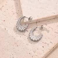 1 Pair/Package Casual Modern Style Simple Style C Shape Multicolor Simple Handmade Polishing Plating 304 Stainless Steel 18K Gold Plated Colorful Plating Rose Gold Plated Ear Studs main image 2