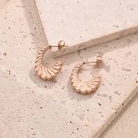 1 Pair/Package Casual Modern Style Simple Style C Shape Multicolor Simple Handmade Polishing Plating 304 Stainless Steel 18K Gold Plated Colorful Plating Rose Gold Plated Ear Studs main image 3