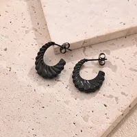 1 Pair/Package Casual Modern Style Simple Style C Shape Multicolor Simple Handmade Polishing Plating 304 Stainless Steel 18K Gold Plated Colorful Plating Rose Gold Plated Ear Studs main image 5