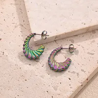 1 Pair/Package Casual Modern Style Simple Style C Shape Multicolor Simple Handmade Polishing Plating 304 Stainless Steel 18K Gold Plated Colorful Plating Rose Gold Plated Ear Studs main image 6
