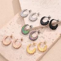 1 Pair/Package Casual Modern Style Simple Style C Shape Multicolor Simple Handmade Polishing Plating 304 Stainless Steel 18K Gold Plated Colorful Plating Rose Gold Plated Ear Studs main image 1