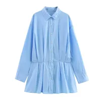 Women's Shirt Dress Elegant Shirt Collar Long Sleeve Solid Color Above Knee Holiday Banquet Travel sku image 2