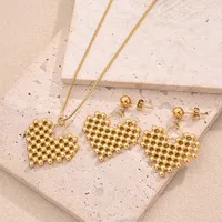 Casual Modern Style Sweet Red Heart Stainless Steel Polishing Plating 18K Gold Plated Women's Earrings Necklace Jewelry Set main image 2