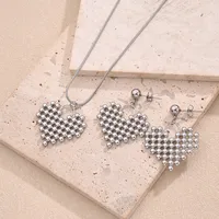 Casual Modern Style Sweet Red Heart Stainless Steel Polishing Plating 18K Gold Plated Women's Earrings Necklace Jewelry Set main image 3