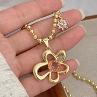 Classic Style Flower Copper Plating Zircon 18K Gold Plated Women's Pendant Necklace main image 3