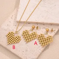 Casual Modern Style Sweet Red Heart Stainless Steel Polishing Plating 18K Gold Plated Women's Earrings Necklace Jewelry Set sku image 6