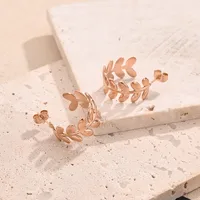 1 Pair/Package Casual Modern Style Simple Style Leaf Multicolor Simple Handmade Polishing Plating 304 Stainless Steel 18K Gold Plated Colorful Plating Rose Gold Plated Ear Studs main image 5