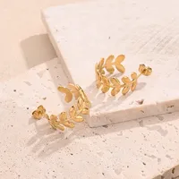 1 Pair/Package Casual Modern Style Simple Style Leaf Multicolor Simple Handmade Polishing Plating 304 Stainless Steel 18K Gold Plated Colorful Plating Rose Gold Plated Ear Studs main image 2