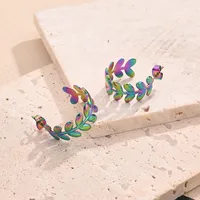 1 Pair/Package Casual Modern Style Simple Style Leaf Multicolor Simple Handmade Polishing Plating 304 Stainless Steel 18K Gold Plated Colorful Plating Rose Gold Plated Ear Studs main image 6
