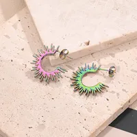 1 Pair/Package Casual Modern Style Simple Style Multicolor Sun Simple Handmade Polishing Plating 304 Stainless Steel 18K Gold Plated Colorful Plating Rose Gold Plated Ear Studs main image 6