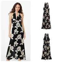 Women's Trumpet Dress Sexy Halter Neck Embroidery Long Sleeve Flower Maxi Long Dress Holiday Banquet main image 1