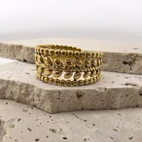 Retro Flower 304 Stainless Steel Plating Women's Open Rings main image 2