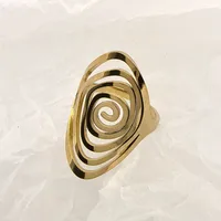Retro Flower 304 Stainless Steel Plating Women's Open Rings sku image 4