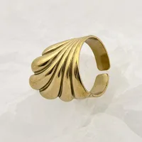 Retro Flower 304 Stainless Steel Plating Women's Open Rings sku image 5