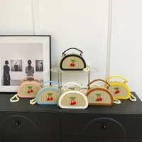 Women's Straw Cherry Cute Semicircle Buckle Handbag main image 1
