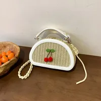 Women's Straw Cherry Cute Semicircle Buckle Handbag main image 2