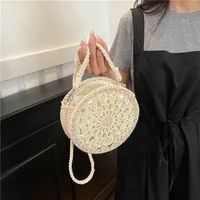 Women's Straw Geometric Vacation Round String Shoulder Bag main image 1