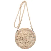 Women's Straw Geometric Vacation Round String Shoulder Bag sku image 2