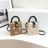 Women's Straw Flower Vacation Square Buckle Square Bag main image 1