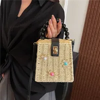 Women's Straw Flower Vacation Square Buckle Square Bag main image 2