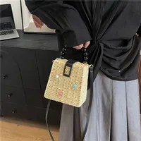 Women's Straw Flower Vacation Square Buckle Square Bag main image 3