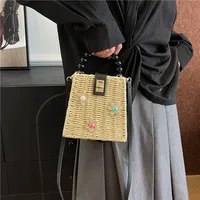 Women's Straw Flower Vacation Square Buckle Square Bag main image 4