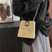 Women's Straw Flower Vacation Square Buckle Square Bag main image 5