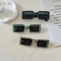 Sweet Simple Style Solid Color Resin Square Full Frame Glasses main image 3