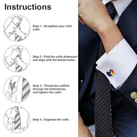 1 Pair Formal Commute Rainbow Alloy Glass Men's Cufflinks main image 8