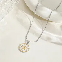 Casual Simple Style Artistic Eight Awn Star Geometric Leaves 304 Stainless Steel Plating Inlay Zircon 18K Gold Plated Women's Pendant Necklace main image 5