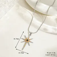 Casual Simple Style Artistic Eight Awn Star Geometric Leaves 304 Stainless Steel Plating Inlay Zircon 18K Gold Plated Women's Pendant Necklace sku image 4