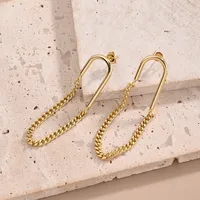 1 Pair/Package Casual Modern Style Artistic C Shape Circle Chain Handmade Polishing Plating Copper 18K Gold Plated Dangling Earrings Ear Studs main image 2