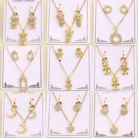 Casual Sweet Simple Style Oval Bear Grain Copper Polishing Inlay Zircon 18K Gold Plated Women's Jewelry Set main image 1