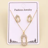 Casual Sweet Simple Style Oval Bear Grain Copper Polishing Inlay Zircon 18K Gold Plated Women's Jewelry Set main image 3