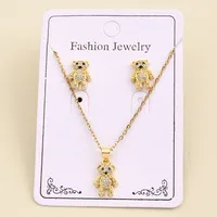 Casual Sweet Simple Style Oval Bear Grain Copper Polishing Inlay Zircon 18K Gold Plated Women's Jewelry Set main image 6