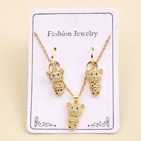 Casual Sweet Simple Style Oval Bear Grain Copper Polishing Inlay Zircon 18K Gold Plated Women's Jewelry Set main image 8