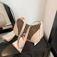 Women's Medium Pu Leather Plaid Streetwear Sewing Thread Square Zipper Underarm Bag main image 1