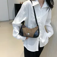 Women's Medium Pu Leather Plaid Streetwear Sewing Thread Square Zipper Underarm Bag main image 2