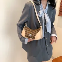 Women's Medium Pu Leather Plaid Streetwear Sewing Thread Square Zipper Underarm Bag main image 4