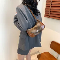 Women's Medium Pu Leather Plaid Streetwear Sewing Thread Square Zipper Underarm Bag main image 5